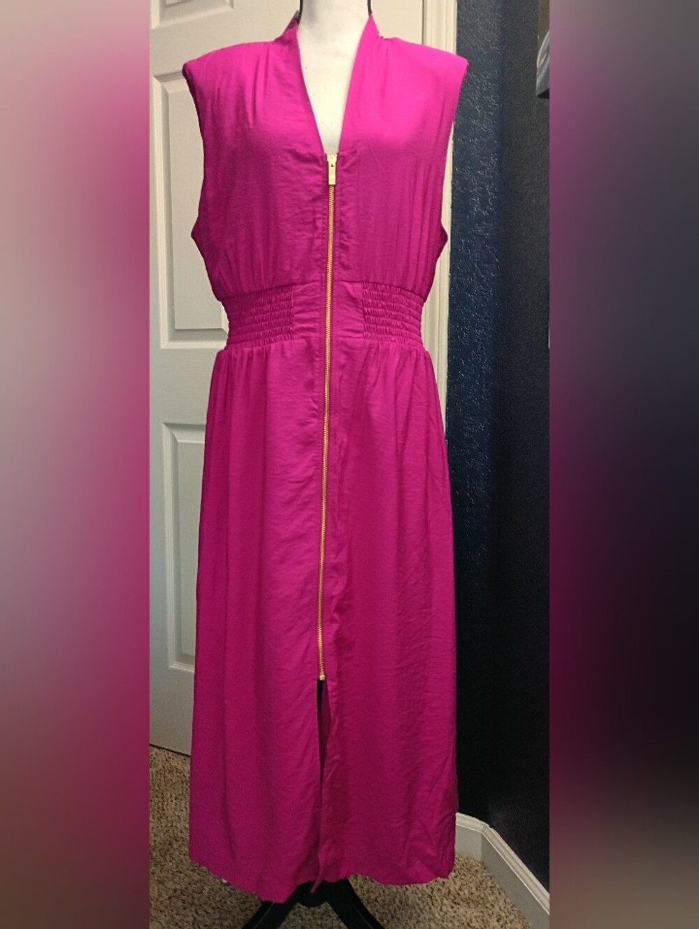 Nine West Fuchsia Maxi Dress with Front Zip